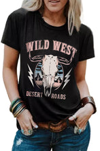 Load image into Gallery viewer, Wild West Desert Roads Bull Skull Graphic Tee

