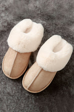 Load image into Gallery viewer, Khaki Cut and Sew Faux Suede Plush Lined Slippers
