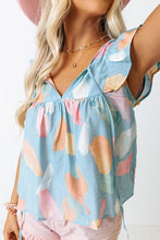 Load image into Gallery viewer, Splotches Pattern Ruffled Cap Sleeve Shift Top
