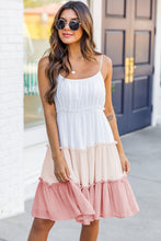 Load image into Gallery viewer, Multicolor Frill Tiered Colorblock A-line Sundress
